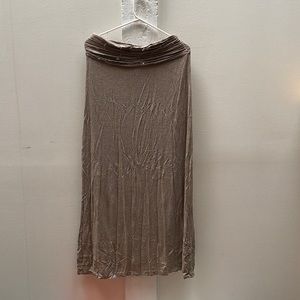 Maxi skirt tan neutral so soft and comfy.  Long, swingy, stretchy. Size Medium